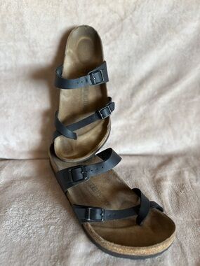 Birkenstock Mayari Birko-Flor Footbed Black Womens Sandals 40/9-9.5 US